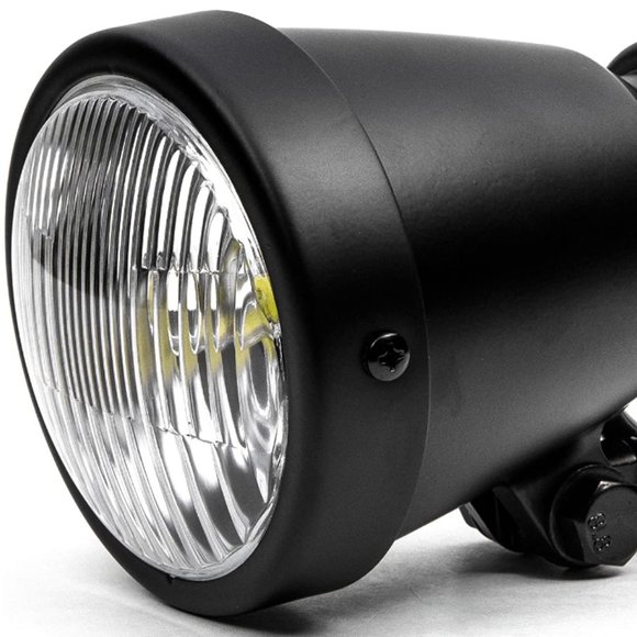 4.25" Motorcycle Mini Headlight w/High Low Beam Lights LED Bulb Black Housing - Picture 1 of 5